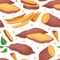 Batata or Sweet Potato Root Vegetable Seamless Pattern Design Vector Template