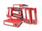 Batch of binders, red office folders. 3D render