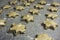 Batch of frosted cinnamon star cookies ready to be baked - horizontal