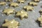 Batch of frosted cinnamon star cookies ready to be baked - horizontal