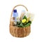 Bath accessories in the basket