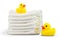 Bath accessories. Bath towels and Yellow rubber