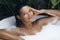 Bath and Body Care Treatment of Spa Woman in Bathtub, Tropical Chill