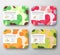Bath Care Cosmetics Boxes Set. Vector Wrapped Containers Label Cover Collection. Packaging with Hand Drawn Kiwi, Lychee