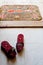 Bath clogs and felt doormat at a Turkish hamam