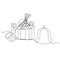 Bath Day. Bath accessories. Solid line. Vector illustration drawn with a single line