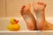 Bath duck meeting feet