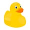 Bath duck vector icon on a white background. Rubber toy illustration isolated on white. Bathroom toy realistic style