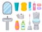 Bath equipment icon toilet bowl bathroom clean flat style illustration hygiene design.