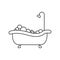 Bath in linear style vector icon. Shower logo concept. Outline of a cute bathtub in a simple flat style. Cleanliness