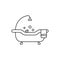 Bath in linear style vector icon. Shower logo concept. Outline of a cute bathtub in a simple flat style. Cleanliness