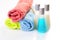 Bath products and soft multicolour towels
