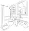 Bath Room Sketch and Outline Vector Illustration