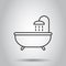 Bath shower icon in flat style. Bathroom hygiene vector illustration on white background. Bath spa business concept