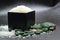 Bath Soap Salts in Black Box with Green Rocks