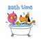 Bath time - cute cat and dog characters