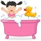 Bath Time with Little Girl & Rubber Duck