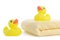 Bath towels and Yellow rubber duckies