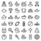 Bath toys icons set, outline style