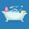 Bath tub isolated full of foam with bubbles