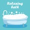 Bath Tube Water with Soap Bubble Foam Vector