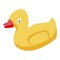 Bath yellow duck icon, isometric style