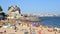 Bathers enjoying hot summer weather on the beaches of Cascais. Lisbon, Portugal