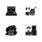 Bathhouse types black glyph icons set on white space