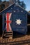 A bathing box with the Australian flag on it at the Brighton Beach in Melbourne