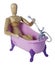 Bathing in Pink Claw footed bathtub