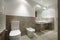 Bathrom interior with marble brown walls