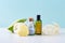 Bathroom Accessories - Shampoo, loofah, towel, bath salt and body brush