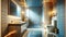 bathroom adorned with bright tiles that shimmer under the room\'s lighting. AI Generated