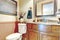 Bathroom with antique washbasin cabinet