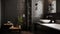 bathroom black subway tile