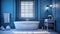 Bathroom, blue monochrome colors. Interior design