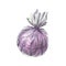 The bathroom bomb is purple, wrapped in a film. Watercolor illustration. An isolated object from a large set of Lavender