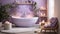 a bathroom with candles and a bathtub Mediterranean interior Bathroom with Lavender color theme