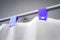 Bathroom Ceiling Spot Light, Blurred Fabric Loops Shower Curtain and Rod