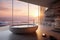 Bathroom design planning, luxury style flawless , relaxing place with a view of the sea scenery, magnificent original