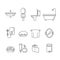 Bathroom equipments linear icons set