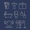 Bathroom furniture and accessories line icons set