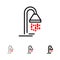 Bathroom, Hotel, Service, Shower Bold and thin black line icon set