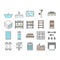 bathroom interior home icons set vector