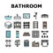 bathroom interior home icons set vector