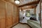 Bathroom interior in a luxurious log cabin.