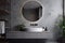 bathroom interior mirror concrete room luxury sink design gray white home. Generative AI.