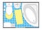 Bathroom interior top view vector illustration. Floor plan of toilet room.