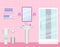 Bathroom interior. Vector illustration. Room with shower cabin