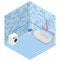 Bathroom in isometry water supply heating scheme